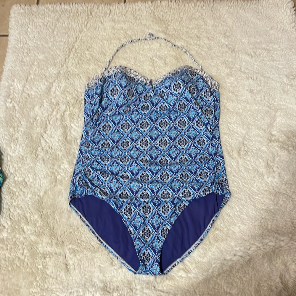 Tommy Bahama Blue Patterned One Piece Swimsuit